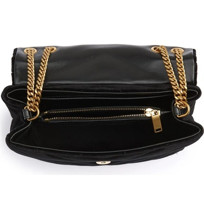 Shop Saint Laurent Small Loulou Velvet Shoulder Bag In Nero/ Nero/ Nero