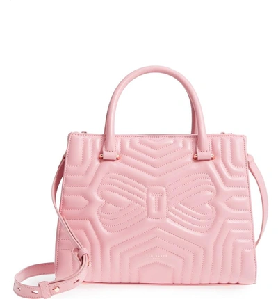 Shop Ted Baker Quilted Bow Leather Tote - Pink In Dusky Pink