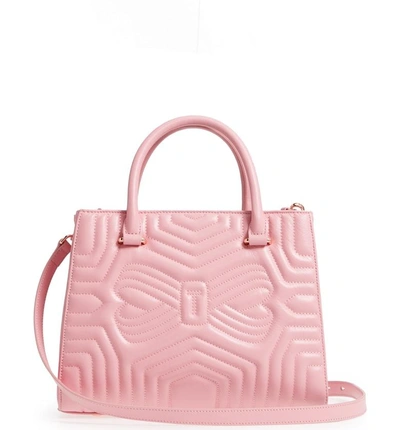 Shop Ted Baker Quilted Bow Leather Tote - Pink In Dusky Pink