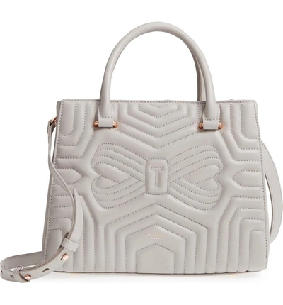 Ted Baker Quilted Bow Leather Tote Bag - Gray | ModeSens