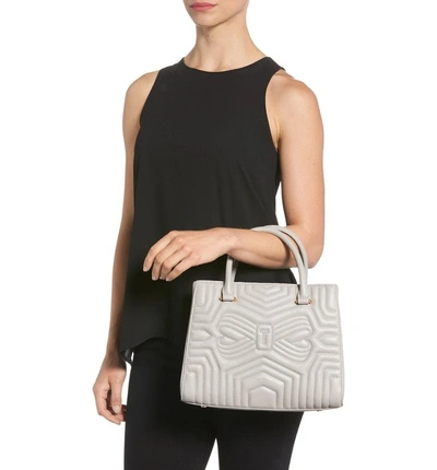 Shop Ted Baker Quilted Bow Leather Tote - Grey In Charcoal