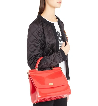 Shop Dolce & Gabbana Medium Sicily Pvc Satchel - Red In Rosso Multi