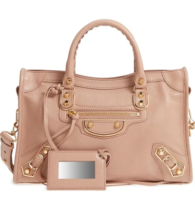 Shop Balenciaga Small Classic Metallic Edge City Leather Tote - Pink In Rose Des Sables