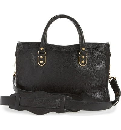 Shop Balenciaga Small Classic Metallic Edge City Leather Tote In Noir