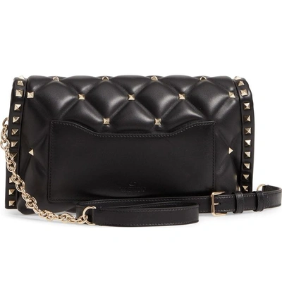 Shop Valentino Candystud Calfskin Shoulder Bag - Black