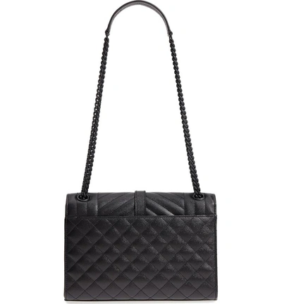 Shop Saint Laurent Medium Envelope Calfskin Shoulder Bag In Nero/ Nero/ Nero