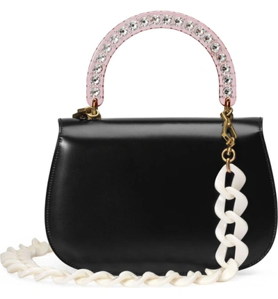 Shop Gucci Medium Classic 2 Top Handle Shoulder Bag In Nero/ Rose Crystal