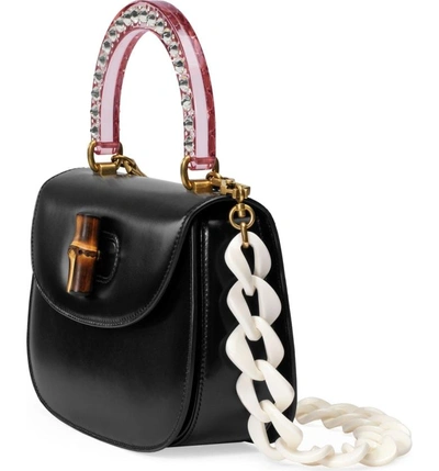Shop Gucci Medium Classic 2 Top Handle Shoulder Bag In Nero/ Rose Crystal