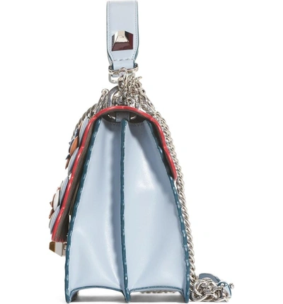 Shop Fendi Kan I Liberty Leather Shoulder Bag - Blue In Sky Powder Multi