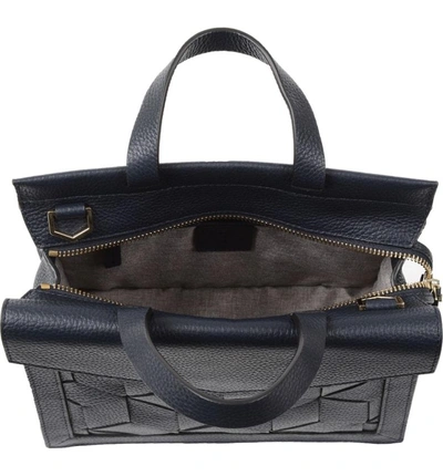 Shop Welden Small Voyager Leather Convertible Satchel - Blue In Navy