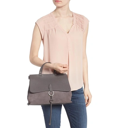 Shop Rebecca Minkoff Medium Keith Suede & Leather Satchel - Grey In New Grey