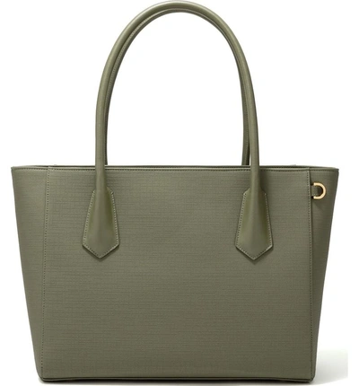 Shop Dagne Dover Signature Legend Coated Canvas Tote - Green In Olive