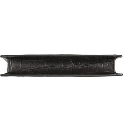 Shop Alexander Mcqueen Croc Embossed Calfskin Leather Double Ring Clutch - Black