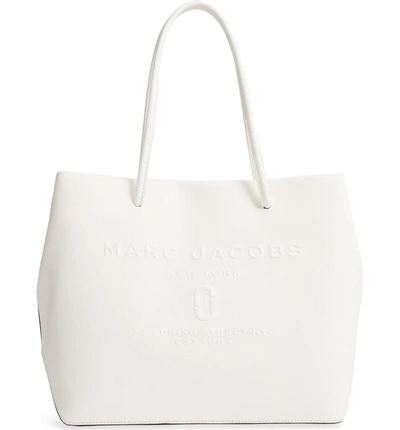Shop Marc Jacobs Logo Leather Shopper - White In Porcelain