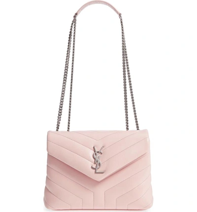 Shop Saint Laurent Small Loulou Matelasse Leather Shoulder Bag - Pink In Baby Pink/ Baby Pink