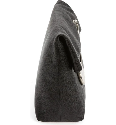Shop Burberry Medium Safety Pin Leather Clutch - Black