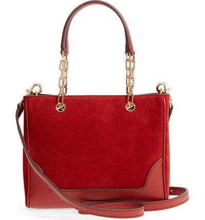 Shop Tory Burch Small Marsden Suede & Leather Tote - Red In Light Redwood