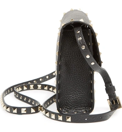 Shop Valentino Medium Rockstud Leather Crossbody Bag In Nero