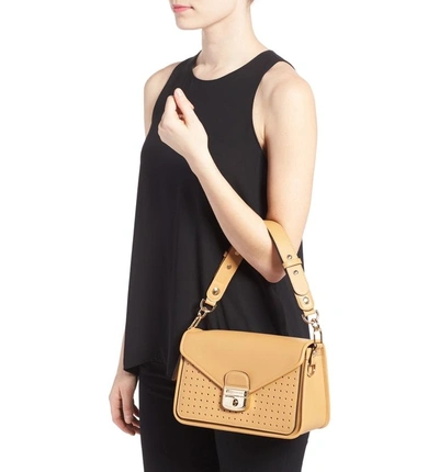 Shop Longchamp Mademoiselle Calfskin Leather Crossbody Bag - Beige In Natural