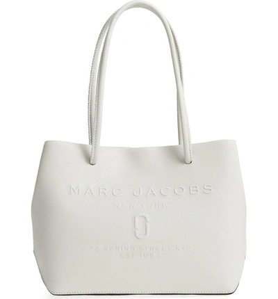 Shop Marc Jacobs Mini Leather Logo Shopper Tote - Ivory In Bone