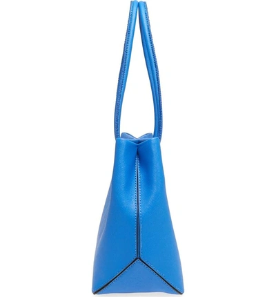 Shop Marc Jacobs Mini Leather Logo Shopper Tote - Blue In Sapphire