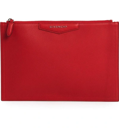 Shop Givenchy Medium Antigona Leather Pouch - Red In Bright Red