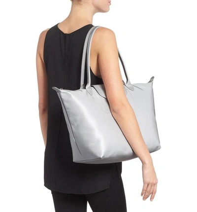 Shop Longchamp 'large Le Pliage Neo' Nylon Tote - Metallic In Silver