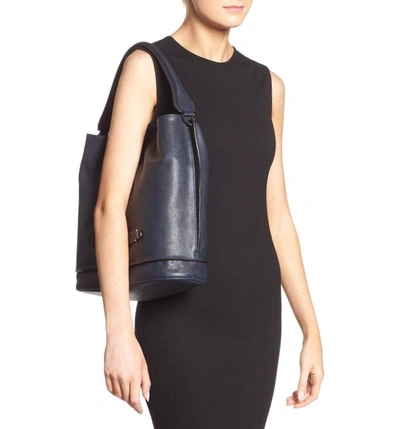 Shop Longchamp '3d' Leather Hobo In Midnight