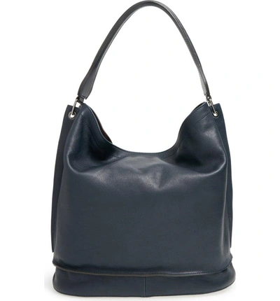 Shop Longchamp '3d' Leather Hobo In Midnight