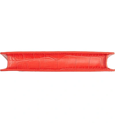 Shop Alexander Mcqueen Croc Embossed Calfskin Leather Double Ring Clutch In Lust Red