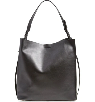 Shop Allsaints 'paradise North/south' Calfskin Leather Tote In Black/ Black