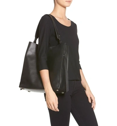 Shop Allsaints 'paradise North/south' Calfskin Leather Tote In Black/ Black