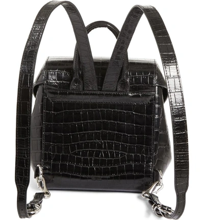 Shop Alexander Wang Hook Mini Croc Embossed Leather Backpack - Black