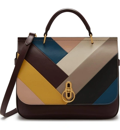 Shop Mulberry Amberley Colorblock Top Handle Bag - Brown In Brown Multi