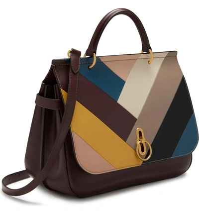 Shop Mulberry Amberley Colorblock Top Handle Bag - Brown In Brown Multi