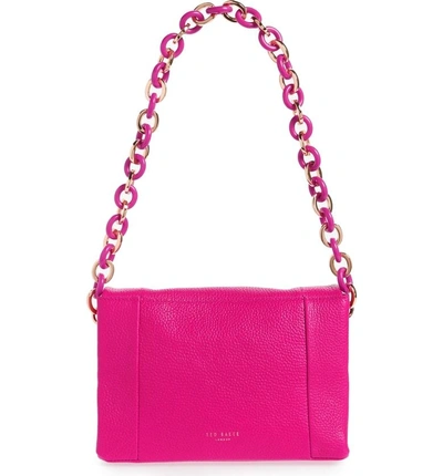 Shop Ted Baker Ipomoea Leather Shoulder Bag - Pink In Fuchsia