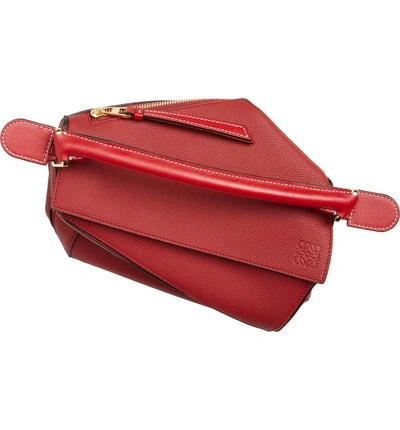 Shop Loewe Small Puzzle Leather Shoulder Bag In Rouge