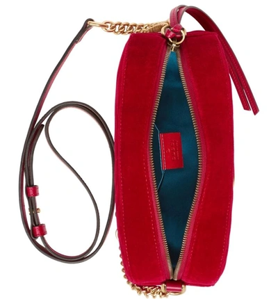 Shop Gucci Small Gg Marmont 2.0 Matelasse Velvet Shoulder Bag - Red In Hibiscus Red/ Hibiscus Red