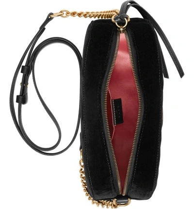 Shop Gucci Small Gg Marmont 2.0 Matelasse Velvet Shoulder Bag - Black In Nero/ Nero