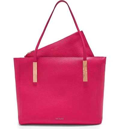 Shop Ted Baker Pebbled Leather Tote - Pink In Fuchsia