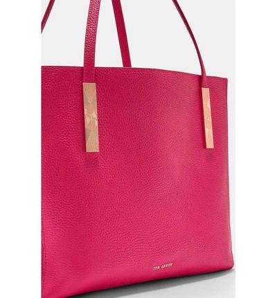 Shop Ted Baker Pebbled Leather Tote - Pink In Fuchsia