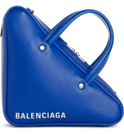 Shop Balenciaga Extra Small Triangle Leather Bag - Blue In Royal Blue