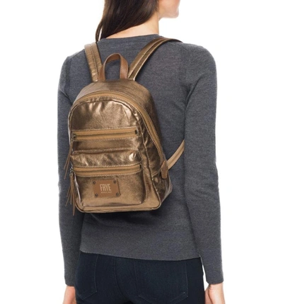 Shop Frye Mini Ivy Metallic Nylon Backpack - Brown In Bronze