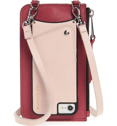 Shop Bandolier Emma Leather Iphone 7/8 & 7/8 Plus Crossbody Case In Pink/ Mauve
