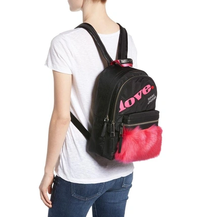 Shop Marc Jacobs Love Medium Trek Nylon & Genuine Shearling Backpack - Black In Black Multi