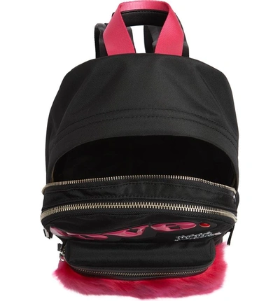 Shop Marc Jacobs Love Medium Trek Nylon & Genuine Shearling Backpack - Black In Black Multi
