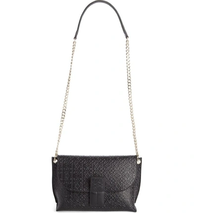 Shop Loewe 'avenue' Embossed Calfskin Leather Crossbody Bag - Black