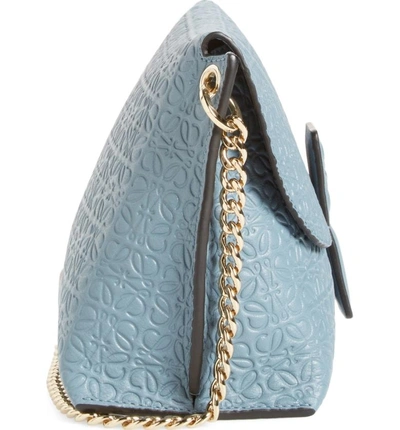 Shop Loewe 'avenue' Embossed Calfskin Leather Crossbody Bag - Blue In Stone Blue