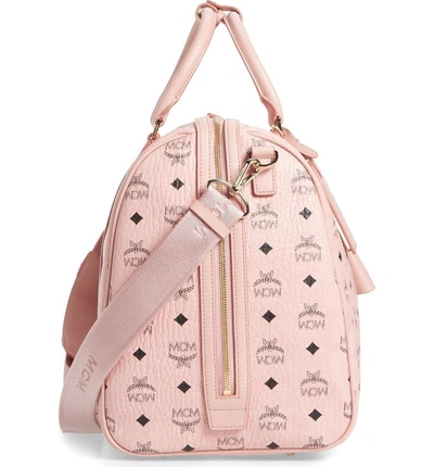 Shop Mcm Large Voyager Visetos Duffle Bag In Soft Pink