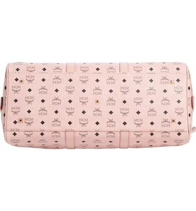 Shop Mcm Large Voyager Visetos Duffle Bag In Soft Pink